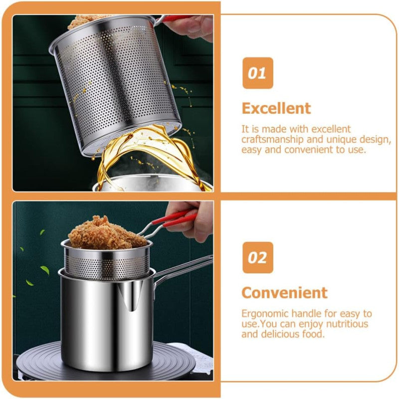 Multi-Functional Stainless Steel Fryer Pot with Basket – 1200ML