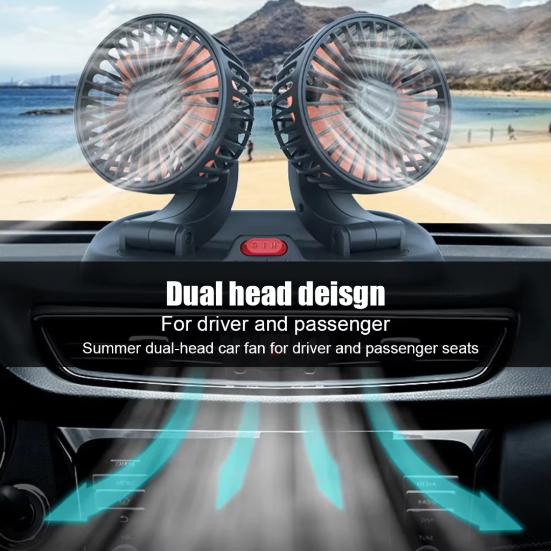 Car Fan Long Neck Double Head Adjustable V Fan For Summer –Car Dashboard Double Heads Fast Fan 5v USB