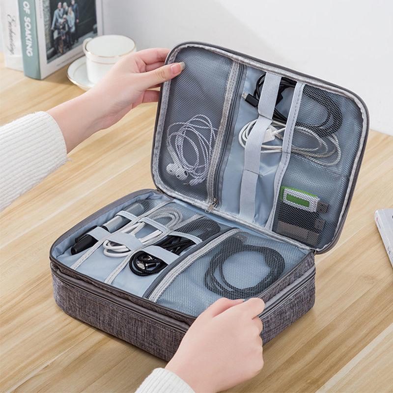 3 Layer Gadget Pouch Organizer - Wine Red