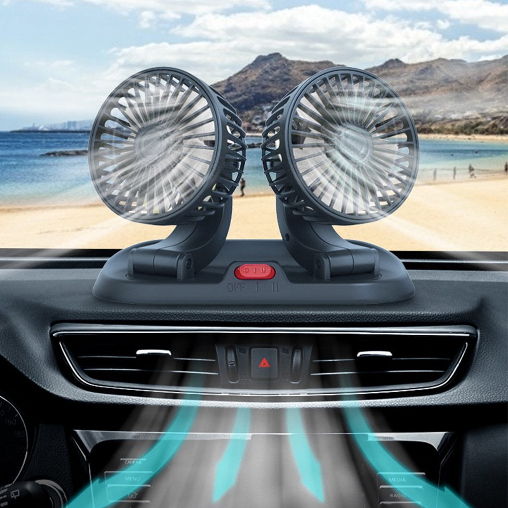 Car Fan Long Neck Double Head Adjustable V Fan For Summer –Car Dashboard Double Heads Fast Fan 5v USB