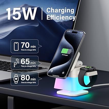 3 in 1 Rotatable Wireless Charger With Night Light