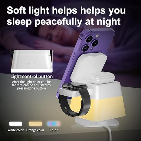 3 in 1 Rotatable Wireless Charger With Night Light