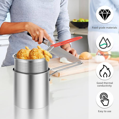Multi-Functional Stainless Steel Fryer Pot with Basket – 1200ML