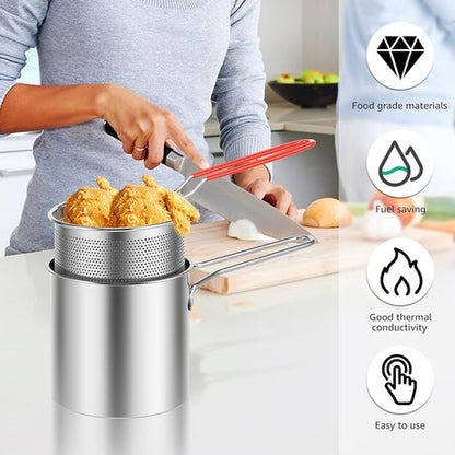 Multi-Functional Stainless Steel Fryer Pot with Basket – 1200ML