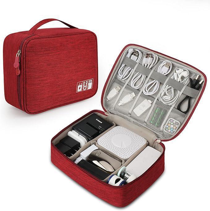 3 Layer Gadget Pouch Organizer - Wine Red
