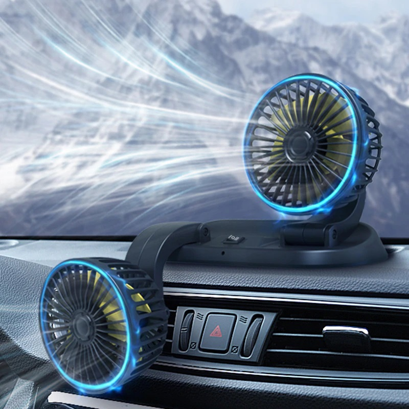 Car Fan Long Neck Double Head Adjustable V Fan For Summer –Car Dashboard Double Heads Fast Fan 5v USB