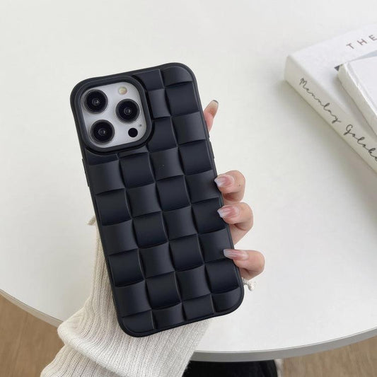 3D Pattern Silicone Phone Case - Black