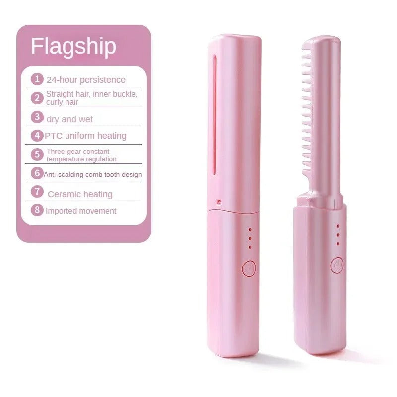 Wireless Hair Straightener Small USB Charging Hair Straightener Portable Travel Curly Dual Purpose Hair Straightener