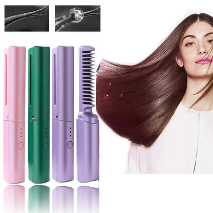 Wireless Hair Straightener Small USB Charging Hair Straightener Portable Travel Curly Dual Purpose Hair Straightener