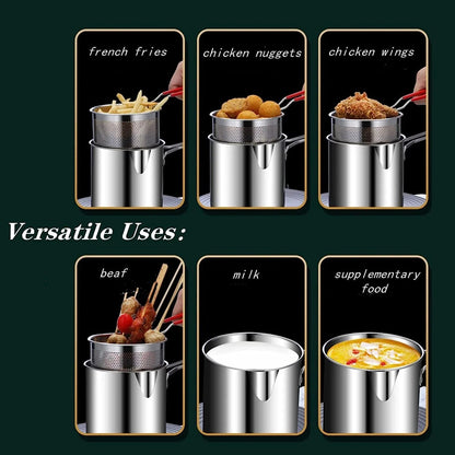 Multi-Functional Stainless Steel Fryer Pot with Basket – 1200ML