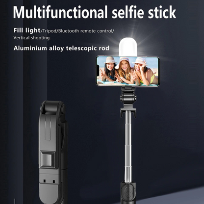 Bluetooth Wireless Selfie Stick Mini Tripod Extendable Monopod With Fill Light Remote Shutter For IOS Android Phone