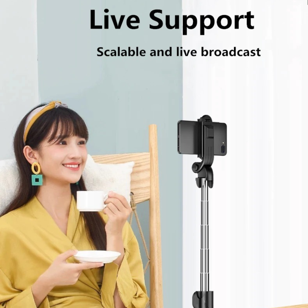 Bluetooth Wireless Selfie Stick Mini Tripod Extendable Monopod With Fill Light Remote Shutter For IOS Android Phone