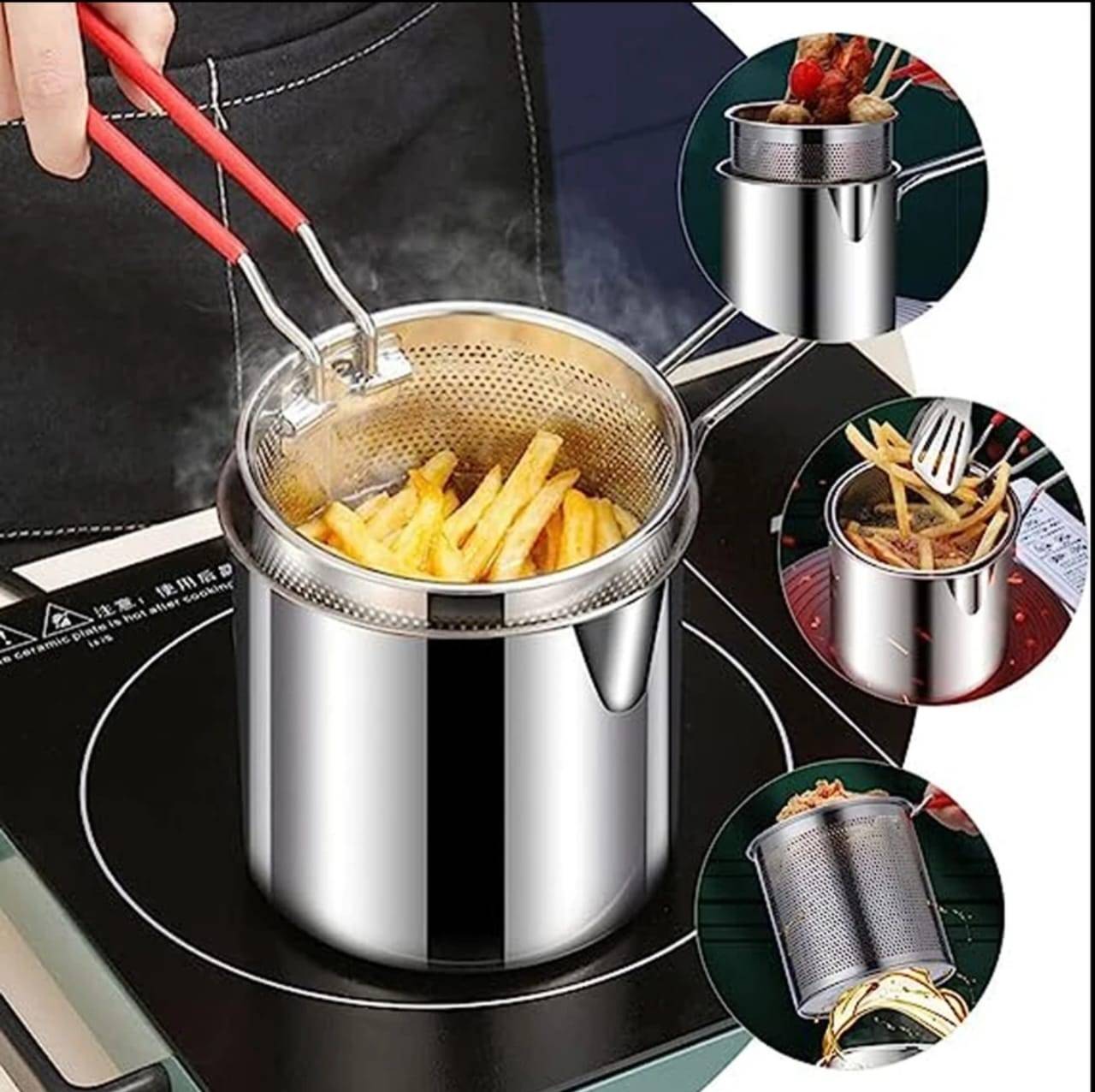 Multi-Functional Stainless Steel Fryer Pot with Basket – 1200ML