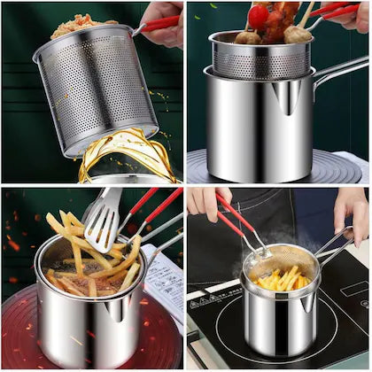 Multi-Functional Stainless Steel Fryer Pot with Basket – 1200ML