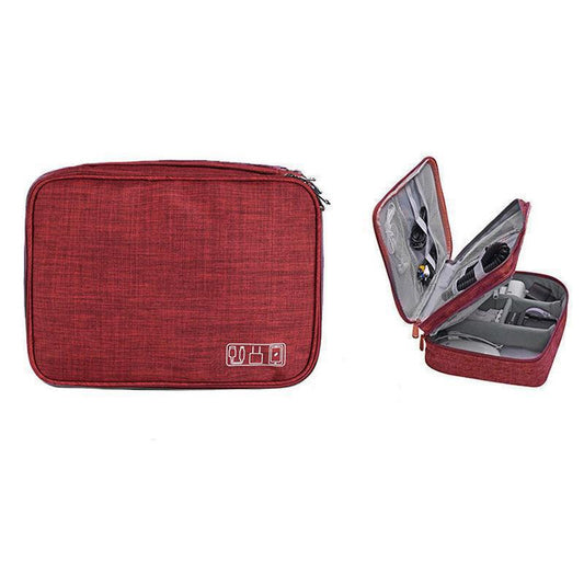 3 Layer Gadget Pouch Organizer - Wine Red